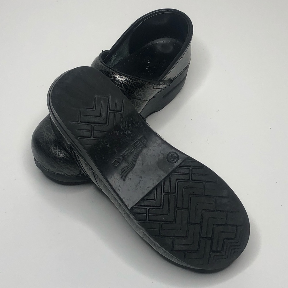 Dansko Black & Silver Patterned Clog Shoes - image 6